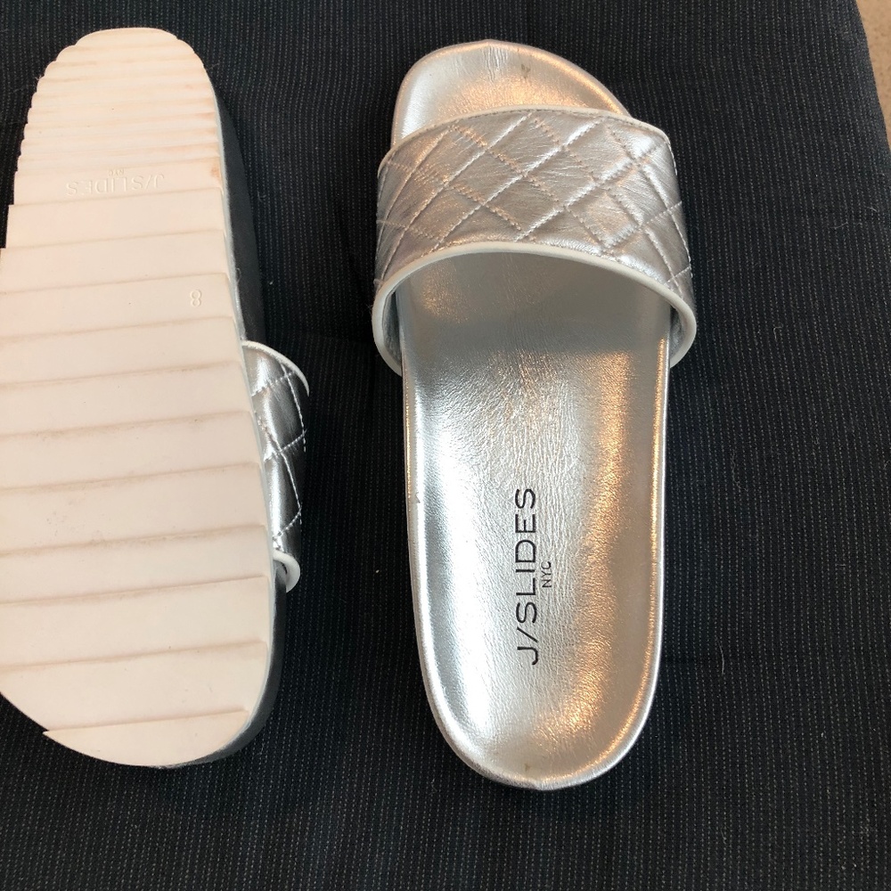 Silver slide shoes strong sole not worn